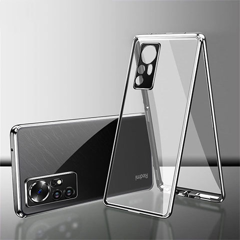 Funda Bumper Lujo Marco de Aluminio Espejo 360 Grados Carcasa para Xiaomi Mi 12 5G Plata