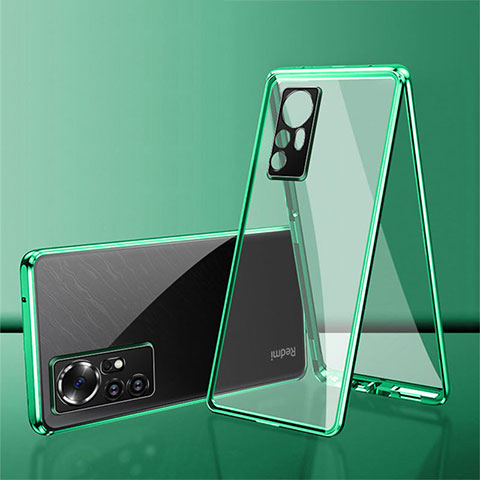 Funda Bumper Lujo Marco de Aluminio Espejo 360 Grados Carcasa para Xiaomi Mi 12 5G Verde