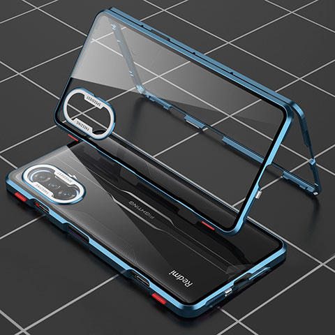 Funda Bumper Lujo Marco de Aluminio Espejo 360 Grados Carcasa para Xiaomi Poco F3 GT 5G Azul