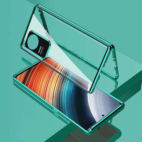 Funda Bumper Lujo Marco de Aluminio Espejo 360 Grados Carcasa para Xiaomi Poco F4 5G Verde