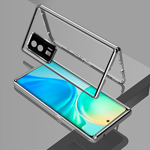 Funda Bumper Lujo Marco de Aluminio Espejo 360 Grados Carcasa para Xiaomi Poco F5 Pro 5G Plata