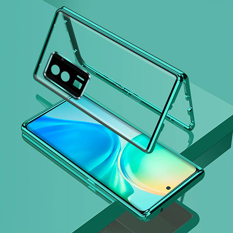 Funda Bumper Lujo Marco de Aluminio Espejo 360 Grados Carcasa para Xiaomi Poco F5 Pro 5G Verde