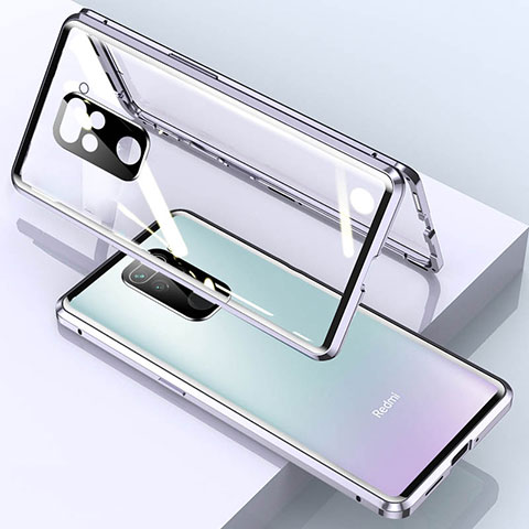 Funda Bumper Lujo Marco de Aluminio Espejo 360 Grados Carcasa para Xiaomi Redmi 10X 4G Plata