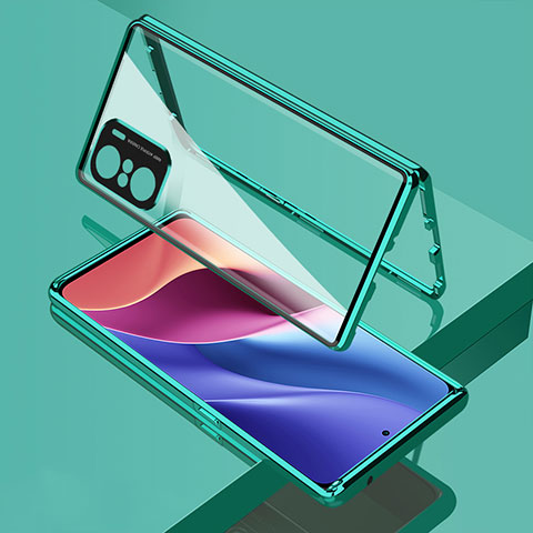 Funda Bumper Lujo Marco de Aluminio Espejo 360 Grados Carcasa para Xiaomi Redmi K40 Pro 5G Verde