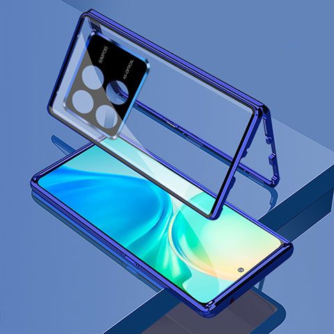 Funda Bumper Lujo Marco de Aluminio Espejo 360 Grados Carcasa para Xiaomi Redmi K70 5G Azul