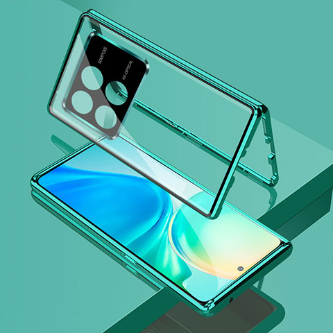 Funda Bumper Lujo Marco de Aluminio Espejo 360 Grados Carcasa para Xiaomi Redmi K70 Pro 5G Verde