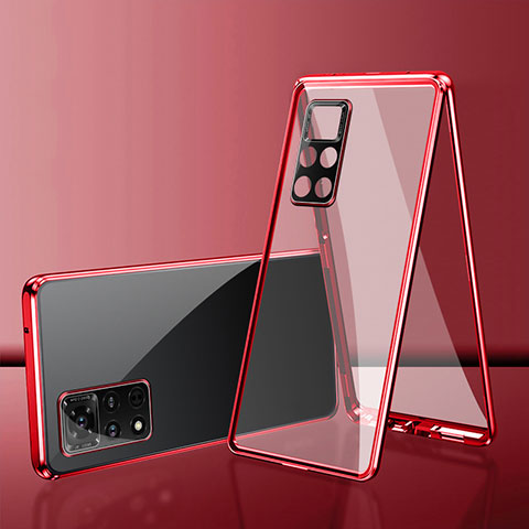 Funda Bumper Lujo Marco de Aluminio Espejo 360 Grados Carcasa para Xiaomi Redmi Note 11S 4G Rojo