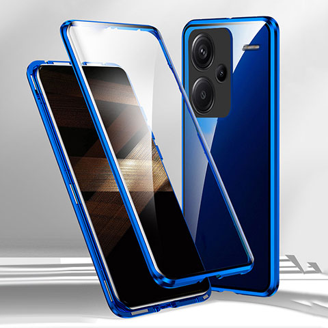 Funda Bumper Lujo Marco de Aluminio Espejo 360 Grados Carcasa para Xiaomi Redmi Note 13 Pro+ Plus 5G Azul