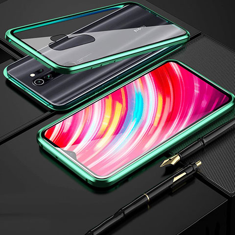 Funda Bumper Lujo Marco de Aluminio Espejo 360 Grados Carcasa para Xiaomi Redmi Note 8 Pro Verde