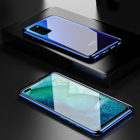 Funda Bumper Lujo Marco de Aluminio Espejo 360 Grados Carcasa T01 para Huawei Honor V30 Pro 5G Azul