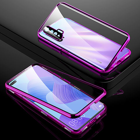 Funda Bumper Lujo Marco de Aluminio Espejo 360 Grados Carcasa T01 para Huawei Nova 6 5G Morado