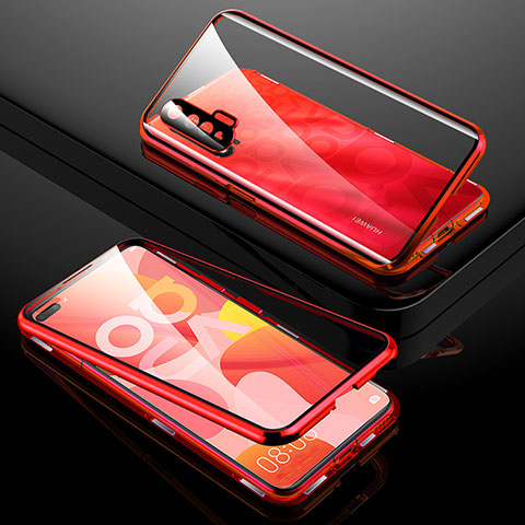 Funda Bumper Lujo Marco de Aluminio Espejo 360 Grados Carcasa T01 para Huawei Nova 6 5G Rojo