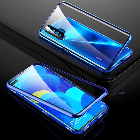 Funda Bumper Lujo Marco de Aluminio Espejo 360 Grados Carcasa T01 para Huawei Nova 6 Azul