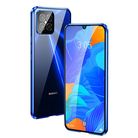 Funda Bumper Lujo Marco de Aluminio Espejo 360 Grados Carcasa T01 para Huawei Nova 8 SE 5G Azul