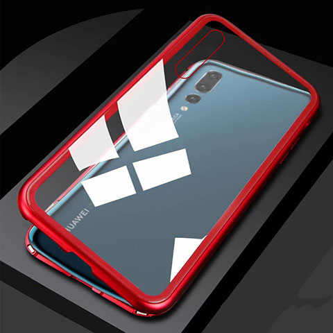 Funda Bumper Lujo Marco de Aluminio Espejo 360 Grados Carcasa T01 para Huawei P20 Pro Rojo