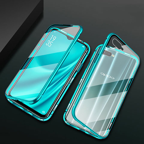 Funda Bumper Lujo Marco de Aluminio Espejo 360 Grados Carcasa T01 para Oppo RX17 Neo Verde