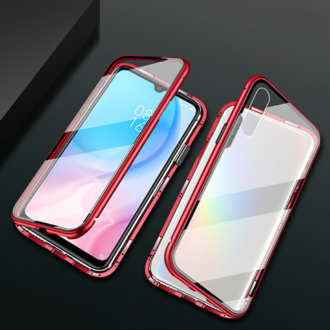 Funda Bumper Lujo Marco de Aluminio Espejo 360 Grados Carcasa T01 para Xiaomi Mi A3 Rojo