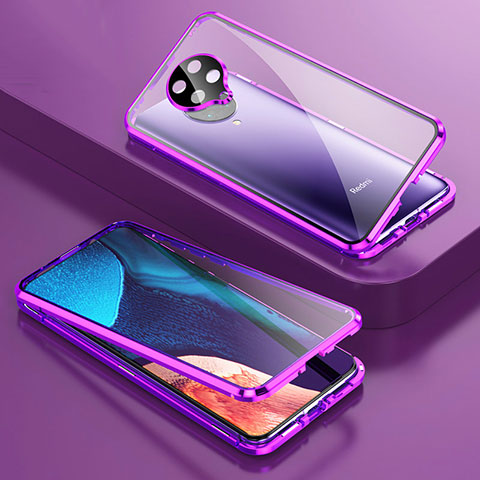 Funda Bumper Lujo Marco de Aluminio Espejo 360 Grados Carcasa T01 para Xiaomi Poco F2 Pro Morado