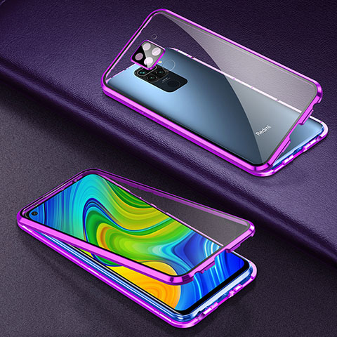 Funda Bumper Lujo Marco de Aluminio Espejo 360 Grados Carcasa T01 para Xiaomi Redmi 10X 4G Morado