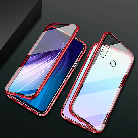 Funda Bumper Lujo Marco de Aluminio Espejo 360 Grados Carcasa T01 para Xiaomi Redmi Note 8 Rojo