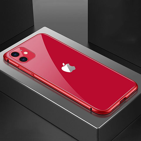 Funda Bumper Lujo Marco de Aluminio Espejo 360 Grados Carcasa T02 para Apple iPhone 11 Rojo