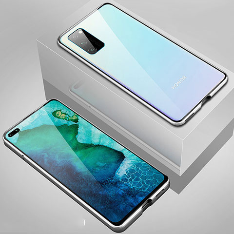 Funda Bumper Lujo Marco de Aluminio Espejo 360 Grados Carcasa T02 para Huawei Honor V30 Pro 5G Plata