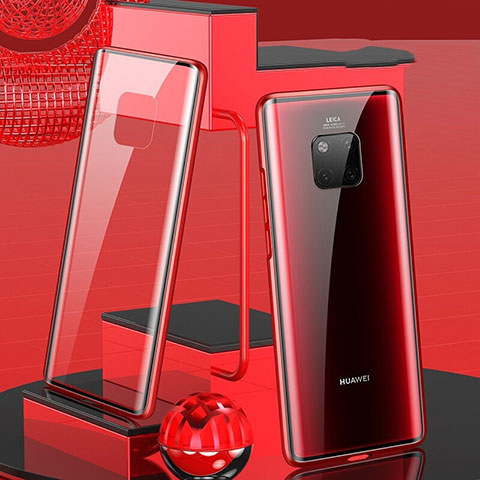 Funda Bumper Lujo Marco de Aluminio Espejo 360 Grados Carcasa T02 para Huawei Mate 20 Pro Rojo