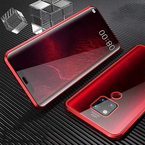 Funda Bumper Lujo Marco de Aluminio Espejo 360 Grados Carcasa T02 para Huawei Mate 20 X 5G Rojo