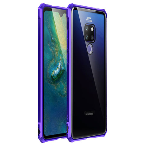 Funda Bumper Lujo Marco de Aluminio Espejo 360 Grados Carcasa T03 para Huawei Mate 20 X 5G Morado