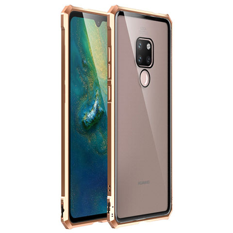 Funda Bumper Lujo Marco de Aluminio Espejo 360 Grados Carcasa T03 para Huawei Mate 20 X 5G Oro