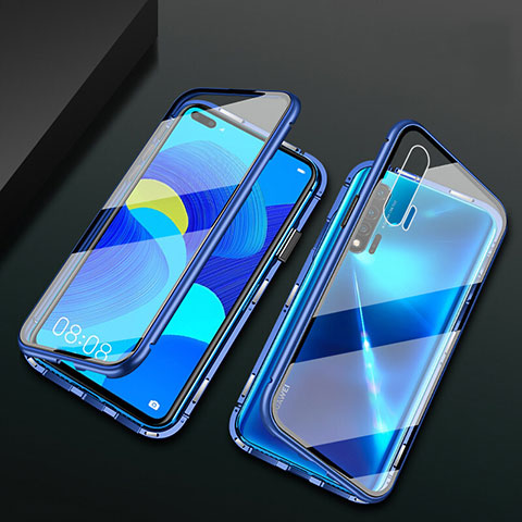 Funda Bumper Lujo Marco de Aluminio Espejo 360 Grados Carcasa T03 para Huawei Nova 6 5G Azul