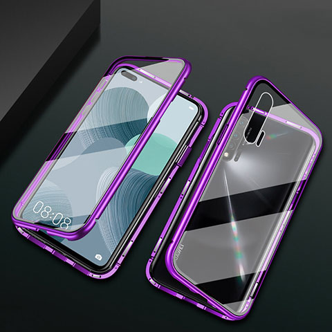 Funda Bumper Lujo Marco de Aluminio Espejo 360 Grados Carcasa T03 para Huawei Nova 6 Morado