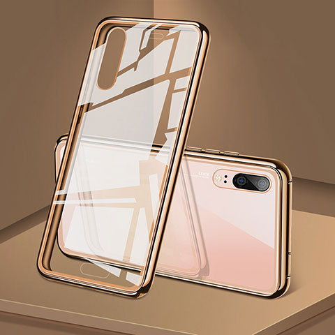 Funda Bumper Lujo Marco de Aluminio Espejo 360 Grados Carcasa T03 para Huawei P20 Oro