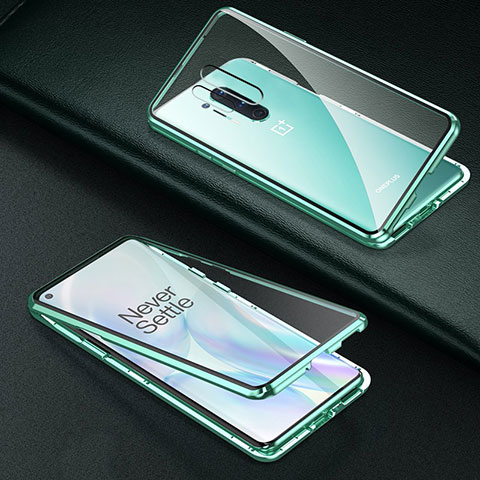 Funda Bumper Lujo Marco de Aluminio Espejo 360 Grados Carcasa T03 para OnePlus 8 Pro Verde