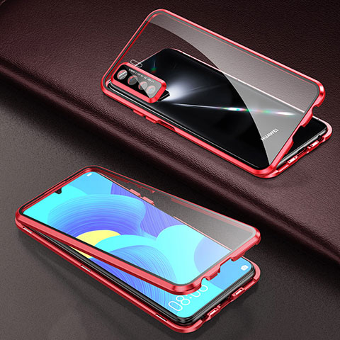 Funda Bumper Lujo Marco de Aluminio Espejo 360 Grados Carcasa T03 para Oppo Find X2 Lite Rojo