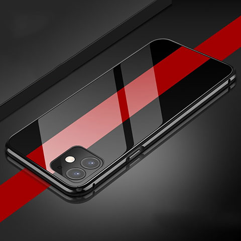 Funda Bumper Lujo Marco de Aluminio Espejo 360 Grados Carcasa T04 para Apple iPhone 11 Negro