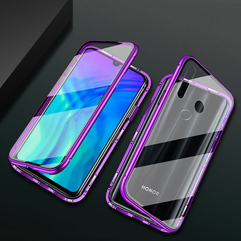 Funda Bumper Lujo Marco de Aluminio Espejo 360 Grados Carcasa T04 para Huawei Honor 10i Morado