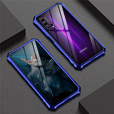 Funda Bumper Lujo Marco de Aluminio Espejo 360 Grados Carcasa T04 para Huawei Honor 20 Pro Azul