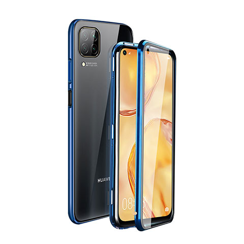 Funda Bumper Lujo Marco de Aluminio Espejo 360 Grados Carcasa T04 para Huawei Nova 6 SE Azul