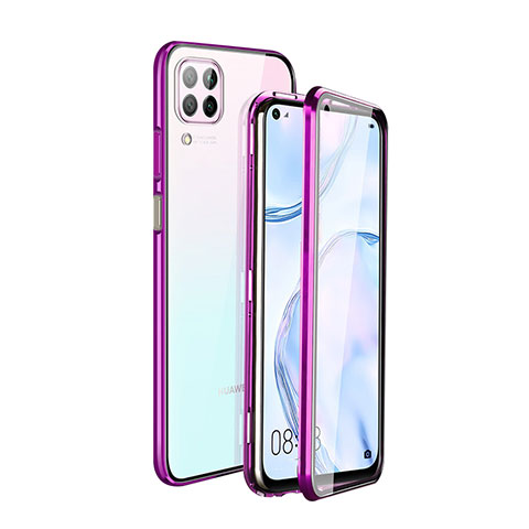 Funda Bumper Lujo Marco de Aluminio Espejo 360 Grados Carcasa T04 para Huawei Nova 6 SE Morado