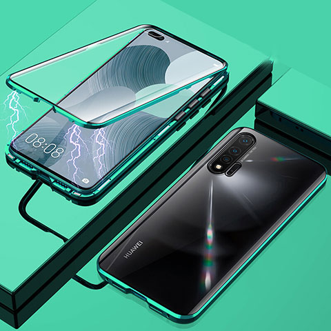 Funda Bumper Lujo Marco de Aluminio Espejo 360 Grados Carcasa T04 para Huawei Nova 6 Verde