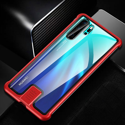 Funda Bumper Lujo Marco de Aluminio Espejo 360 Grados Carcasa T04 para Huawei P30 Pro New Edition Rojo