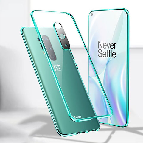 Funda Bumper Lujo Marco de Aluminio Espejo 360 Grados Carcasa T04 para OnePlus 8 Pro Verde