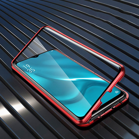 Funda Bumper Lujo Marco de Aluminio Espejo 360 Grados Carcasa T04 para Oppo K1 Rojo