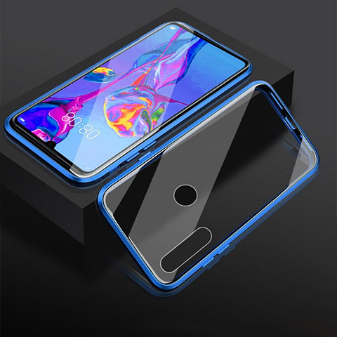 Funda Bumper Lujo Marco de Aluminio Espejo 360 Grados Carcasa T05 para Huawei Honor 10i Azul