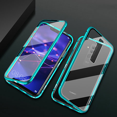 Funda Bumper Lujo Marco de Aluminio Espejo 360 Grados Carcasa T05 para Huawei Mate 20 Lite Cian