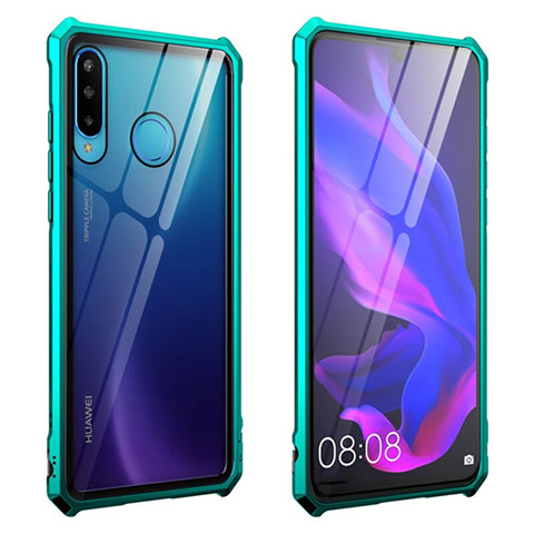 Funda Bumper Lujo Marco de Aluminio Espejo 360 Grados Carcasa T05 para Huawei Nova 4e Verde