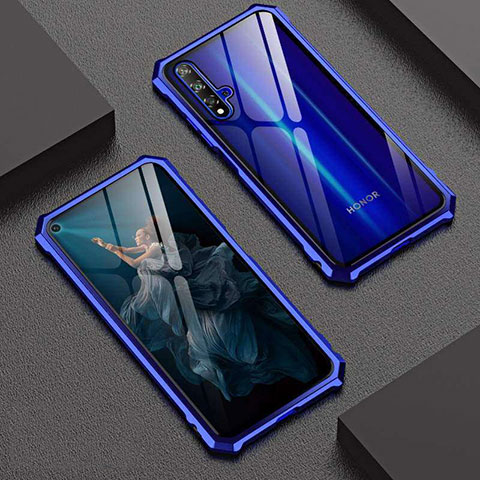 Funda Bumper Lujo Marco de Aluminio Espejo 360 Grados Carcasa T06 para Huawei Honor 20S Azul