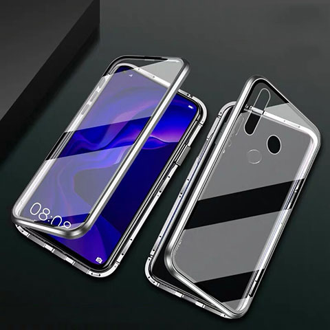 Funda Bumper Lujo Marco de Aluminio Espejo 360 Grados Carcasa T06 para Huawei P30 Lite Plata