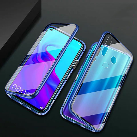 Funda Bumper Lujo Marco de Aluminio Espejo 360 Grados Carcasa T06 para Huawei P30 Lite XL Azul